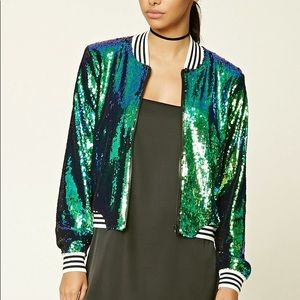 forever 21 color shift mermaid bomber jacket
